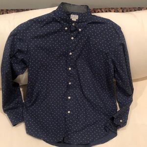 J. Crew Men’s Long Sleeve Button Down - Navy With Pattern - Size Large